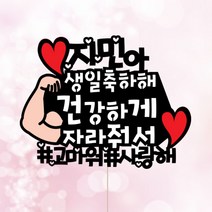 애니데이파티 생일토퍼 생일케이크토퍼 백일토퍼 첫돌토퍼 케이크토퍼, 건강하게 - 케이크토퍼