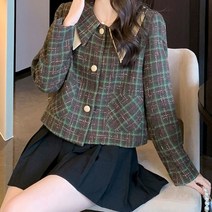 흰티 에 잘어울리는 가을 적당한핏 도톰두께감 러블리 이중카라 숏자켓 결혼식복장 가디건