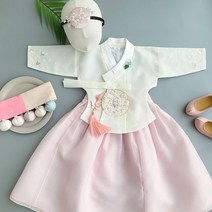(여아한복) 나비수 미색 당의 (백일 1세부터 10세)