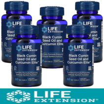 라이프익스텐션 커큐민 엘리트 500mg/1정 블랙커민 씨드 오일 터메릭 엑스트랙 커큐미노이드 강황 소프트젤 [60정*5병]