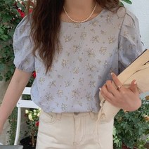 겟잇미 라운드넥 플라워 패턴 블라우스