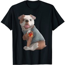 브랜드없음 English Bulldog I Love Mom 문신 개 셔츠 어머니의 날 티셔츠