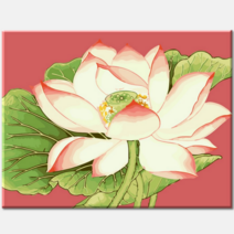 (물감2배)모모픽스페인팅 분홍빛 연꽃 연못 40X50 명화 그림 유화그리기 따라그리기 불교 취미