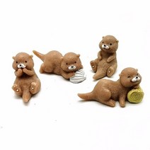 정원 꾸미기 소품 장식 미니어처 4pc 수달 동물 모델 시뮬레이션 입상 공예 홈 요정, 4개