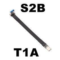 견고한 USB 유형 C 리본 케이블 플랫 EMI 차폐 FPC 3.1 90도 각도 커넥터 하향 3CM-3M 어댑터, 03 S2B-T1A_19 150CM