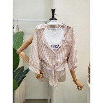 포커스 대구백화점SG 23FM3F7ST05796_체크 숏 블라우스 티셔츠 세트
