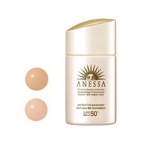 아넷사 시세이도 Anessa 퍼펙트 UV 선 스크린 BB 파운데이션 촉촉한 크림 25ml, 내츄럴 오커, 1개