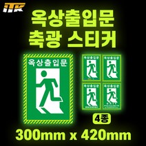 ITK 옥상출입문 축광 스티커 (A형~D형) 중형 300mm x 420mm 일반형, D. 비상시