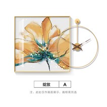 메탈벽시계 식당 현대 가볍게 사치한 제시계 실내 콤비네이션 인테리어그림 식물 있음 벽걸이시계 벽면 2589953343, 토호골드_골드벽걸이시계A타입도자기정그림(강화도자기정패