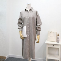 초코 스트라이프 셔츠원피스