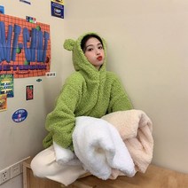 여자 남심저격 귀엽고 러블리한 곰돌이후드 후리스 자켓