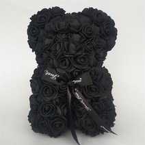 초등학생 졸업식 꽃다발 어린이집 학사모 발렌타인 데이 선물 25cm 장미 꽃에서 테디 베어 꽃과 곰 빨간, 02 Black