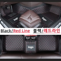 Ecool 지프 바닥매트 코일매트 자동차바닥발판 차발매트 카매트 글래디에이터 랭글러 레니게이드 컴패스 체로키 (지프 도안첨부), 블랙 붉은실Black red line, 랭글러 (JK)(07~18년)4door