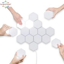 led 관세음보살 석가모니 불상 터치 센서 민감한 조명 육각형 분위기 양자 벽 램프 110 개 침실용 크리에이티브 장식 LED 야간, Warm white+1 PCS With adapter