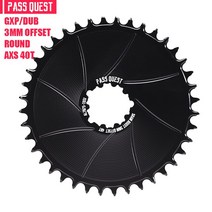 입문용 PASS QUEST-3mmOffest 에어로 라운드 좁은 와이드 체인링 GXP 다이렉트 마운트 크랭크 그래블 자전거 GX SX AXS 12 단 체인 36-54T, [14] AXS BLACK ROUND 40T, 1개