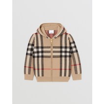 버버리 키즈 22FW 체크 울 캐시미어 자카드 후드 집업 8051752
