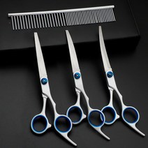 애견가위 미용도구세트 전문털도그, 플랫컷+올림+아래로올림+빗질