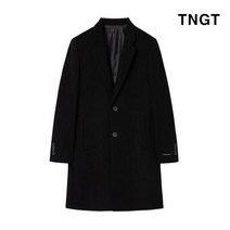 TNGT 95 사이즈 블랙 핸드메이드 레귤러핏 캐시미어 혼방 체스터코트
