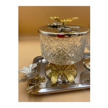 오일 병 가정 및 주방 가전 제품 향신료 설탕 그릇 프레젠테이션 거치대 실버 3 세트 유리 뚜껑이 달린 배, 한개옵션0