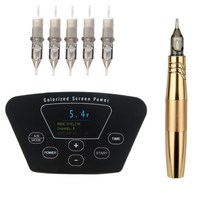 전문 디지털 영구 화장 기계 키트 문신 기계 펜 키트 micropigmentacion 눈썹 문신 기계 펜 로터리 건, 골드 머신 키트, 하나