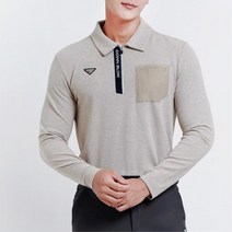 배색 포켓 남자 기능성 골프 스판 반집업 긴팔티 필드