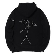 꼼파뇨 레터링 타투 후드 기모 블랙 Lettering Tattoo hood_블랙