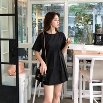 [바쿠]여성 빅사이즈 심플 주름 베이비돌 미니원피스[6698mw06614nh]