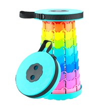 휴대용 접이식 자바라 의자 높이조절 캠핑 스툴 아코디언 폴딩 체어 간이 대기, 레인보우 하늘