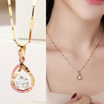 새미쥬얼리 14k 18k 물방울 한방울 심플 큐빅 여자 금 체인 목걸이
