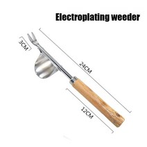스테인레스 스틸 나무 손잡이 정원 Weeder 손 잡초 제거 커터 풀러 도구 다기능 이식, 01 Electroplating