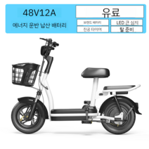 미니 전기 자전거 전동 오토바이 마실용 미니 휴대용 소형차 48V 12A, 12아, 블랙