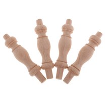 GHSHOP 4 팩 도색되지 않은 유럽 복도 다리 기둥 나무 울타리 비즈 선반 작은 아플리케 수제 캐비닛 가구 침대 나무 예술