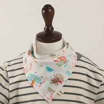 [RA㏓] 빠띠라인 양면거즈 턱받이겸용 GS 10종택1 아이손수건 애기 유아가제 아기 턱받이 이유식 ▷_§Ea, §§_GS11 몽키친구들