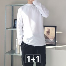 아이케이 1+1 국내산 남녀공용 링클프리 무지 라운드 긴팔 티셔츠