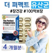 100억 보장 배변활동 원활 장 건강 프로바이오틱스 프로바이오스틱 1캡슐 상온 보관 장 편안 식물성 캡슐 유산균 포스트바이오틱스 락토바실러스 가세리 루테리 람노서스 프롤린, 4달치, 510mg x 60캡슐 (하루 1캡슐)