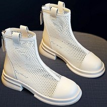 레드 잠자리 메쉬 마틴 부츠 여성용 얇은 투각 샌들 2023 새로운 여름 통기성 프리미엄 화이트 부티