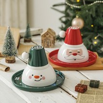 햄볶는스토어 크리스마스 성탄절 산타 눈사람 접시 그릇 컵 3종세트 파티 감성 홈카페, 산타 레드 접시 그릇 컵 3종세트