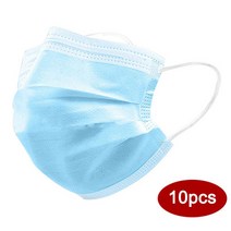 의료 마스크 3 레이어 안티-먼지 일회용 입 비 짠 Meltblown 헝겊 탄성 귀 루프 얼굴, 01 blue 10pcs