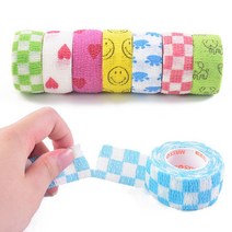 압박 밴드 관절 테이핑 관절보호 생활용품 자가점착 무늬 2.5cm, 퍼플스마일
