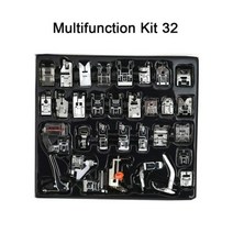 11-82 개/대 노루발 프레스 형제 가수 키트 꼰 블라인드 스티치 오버록 지퍼 눈금자 부품, Press foot 32pcs