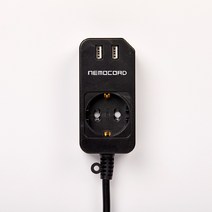 네모코드 USB 2포트 코드 2.1 멀티탭 1구 블랙 SY-NA1 USB, 2.1m, 1개