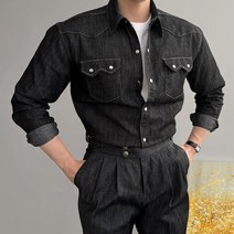 봄 가을 남자 웨스턴 셔츠