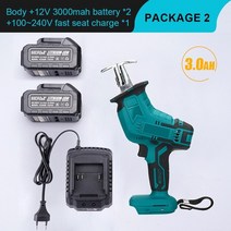 무선 컷쏘 충전 컷소 컷소기 전동 소형 전기톱 3000rpm 전기 왕복 톱 조정 가능, 2배터리 3.0a, 영국