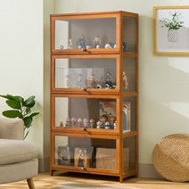 HYR 레고케이스진열장대형 레고 진열장 레고 장식장, [3 면 투명] 4 층 70 장 (지붕 문 디자인)