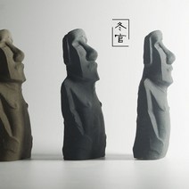 모아이석상 돌하르방 조각상 겨울 공식 손으로 만든 시멘트 콘 트 이스터 섬 석상 초상화, 시멘트 그레이