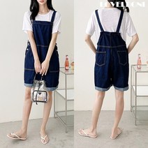 러블보니 / 여성 데님 멜빵 청 반바지