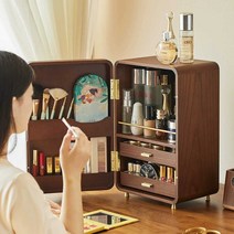화장품정리함 화장품정리대 2단 화장품 진열대, 상세 페이지 참고, 원목 메이크업 캐비닛