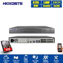 [해외] HKIXDISTE 4 K 16CH H.265 CCTV POE NVR 48 V 16 채널 * 5MP8 채널 * 4 K 감시 CCTV 네트워크 비디오 레코더 오디오 P2P O, 아무도 16CH