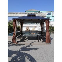 야외정자 라탄 오두막 전망대 야외 안뜰 정원 차 파빌리온 농가 천막 명승지 단순 모바일 4 기둥, [01]