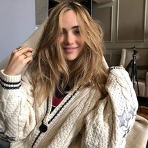 자이언트얀 프라이 여성 스타 자수 가디건 Lor v넥 니트 스웨터 패션 Swif T 베이지 가을, 01 Beige